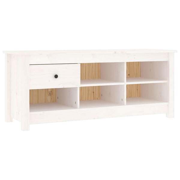 vidaXL Skoskap hvit 110x38x45,5 cm heltre furu