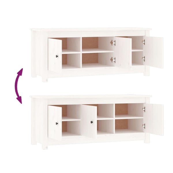 vidaXL Skoskap hvit 110x38x45,5 cm heltre furu