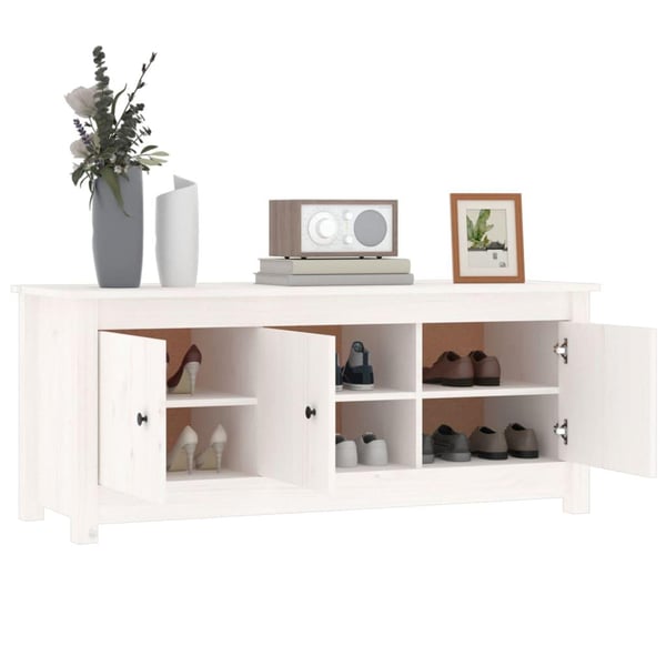 vidaXL Skoskap hvit 110x38x45,5 cm heltre furu