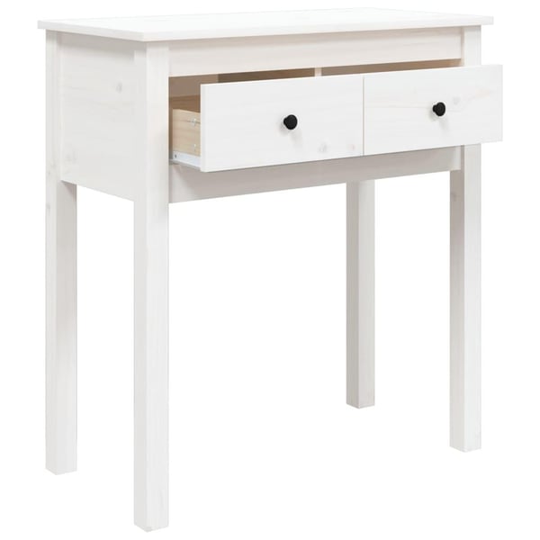 vidaXL Konsollbord hvit 70x35x75 cm heltre furu
