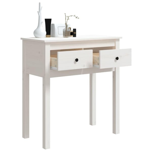 vidaXL Konsollbord hvit 70x35x75 cm heltre furu