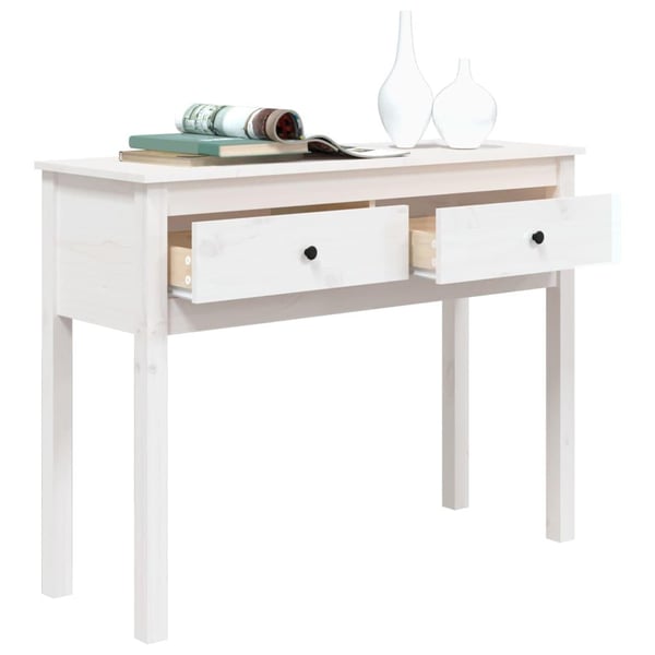 vidaXL Konsollbord hvit 100x35x75 cm heltre furu