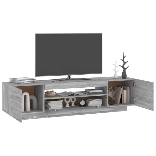 vidaXL TV-benk med LED-lys grå sonoma 160x35x40 cm