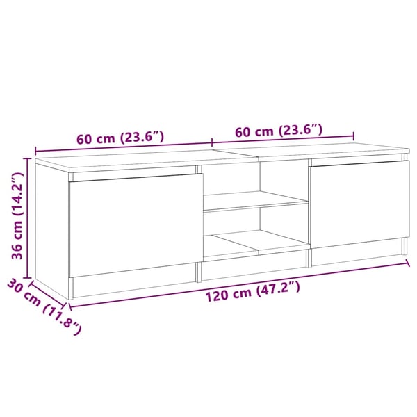 vidaXL TV-benk med LED-lys røkt eik 120x30x36 cm