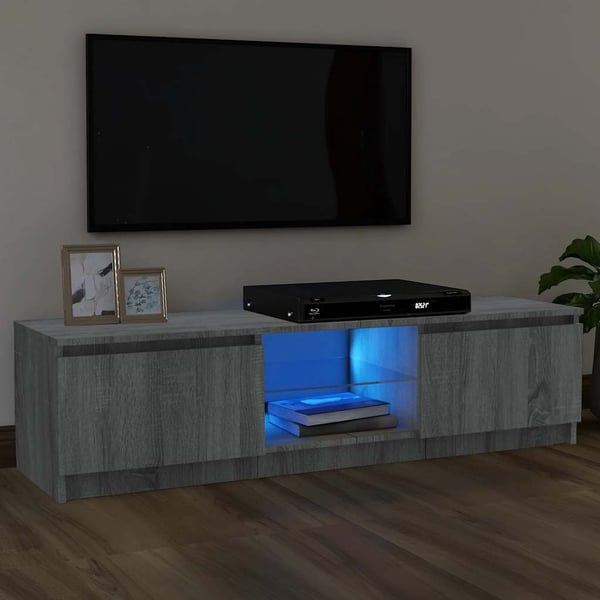 vidaXL TV-benk med LED-lys grå sonoma 120x30x36 cm