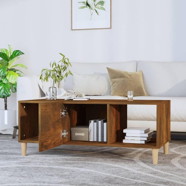 vidaXL Salongbord røkt eik 102x50x40 cm konstruert tre