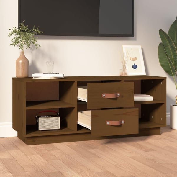 vidaXL TV-benk honningbrun 100x34x40 cm heltre furu