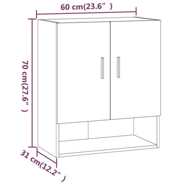 vidaXL Veggskap røkt eik 60x31x70 cm konstruert tre