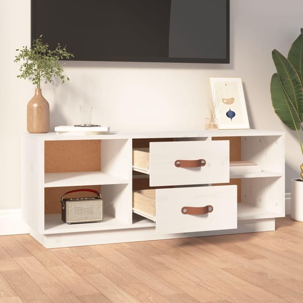 vidaXL TV-benk hvit 100x34x40 cm heltre furu