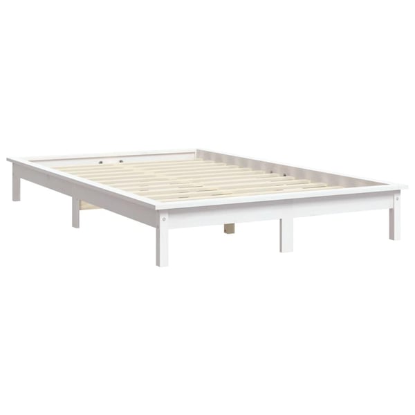 vidaXL Sengeramme hvit heltre furu 140x200 cm