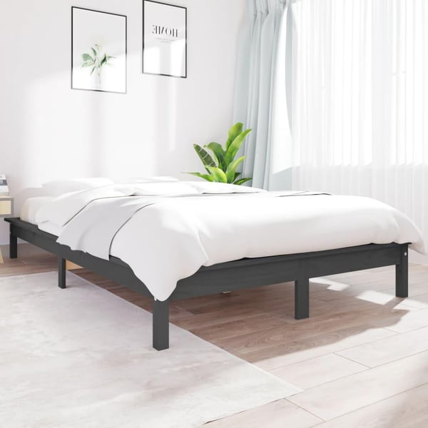vidaXL Sengeramme grå heltre furu 120x200 cm