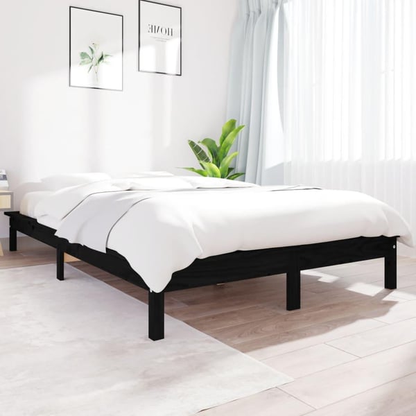 vidaXL Seniorseng svart 150x200 cm heltre furu