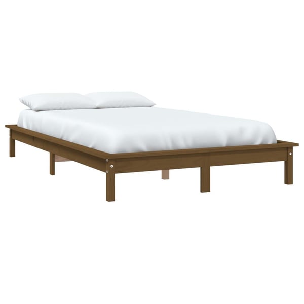 vidaXL Sengeramme honningbrun heltre furu 120x190 cm Small Double