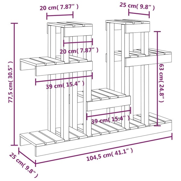 vidaXL Kasviteline 104,5x25x77,5 cm täysi mänty