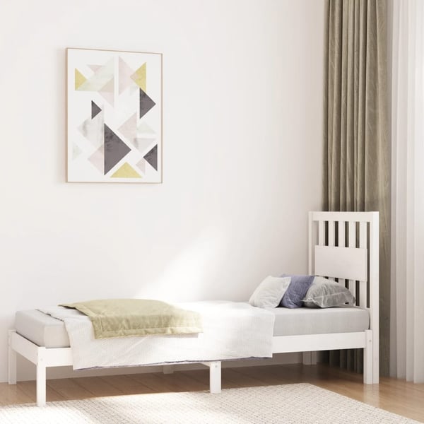 vidaXL Sengeramme hvit heltre furu 75x190 cm Small Single