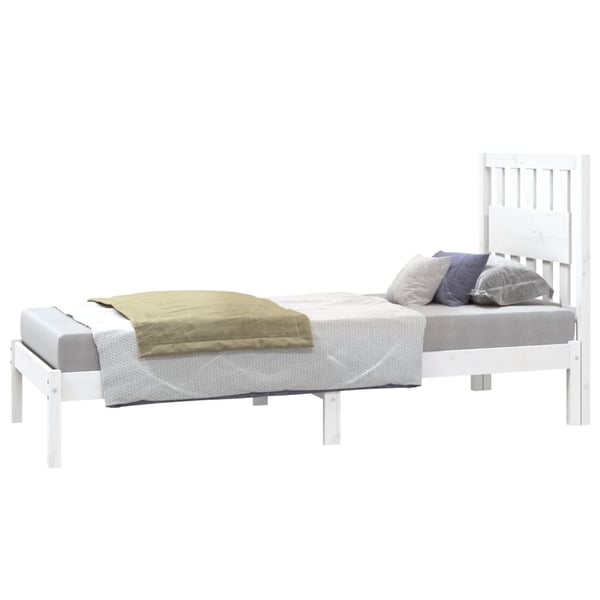 vidaXL Sengeramme hvit heltre furu 75x190 cm Small Single
