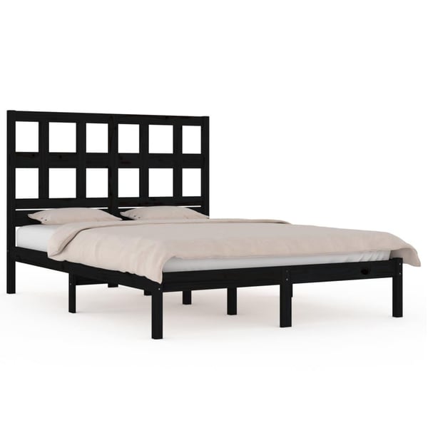 vidaXL Sengeramme svart heltre furu 140x190 cm