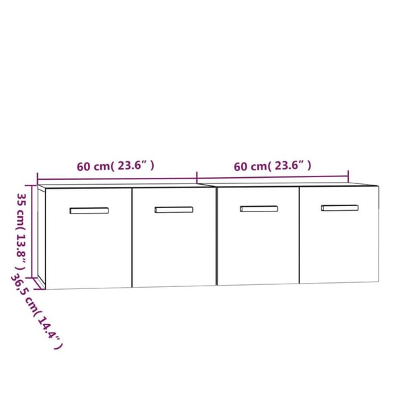 vidaXL vægskabe 2 stk. 60x36,5x35 cm konstrueret træ sonoma-eg