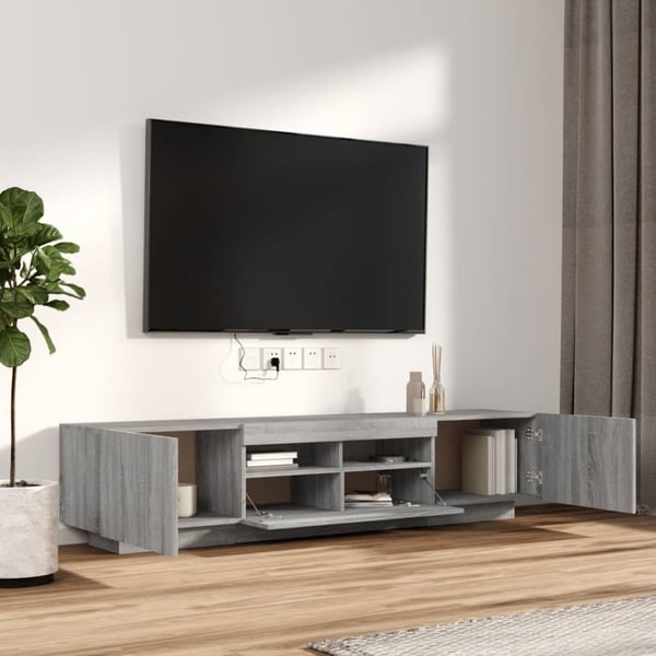 vidaXL tv-borde 2 stk. med LED-lys konstrueret træ grå sonoma-eg