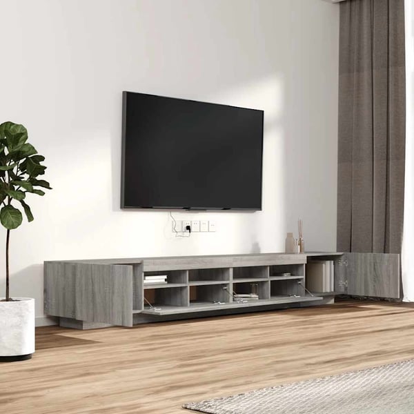 vidaXL tv-borde 3 stk. med LED-lys konstrueret træ grå sonoma-eg