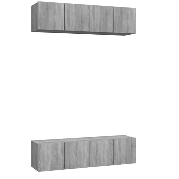 vidaXL TV-benker vegg 4 stk grå sonoma 60x30x30 cm konstruert tre
