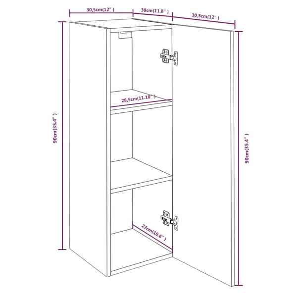 vidaXL TV-benker 4 stk røkt eik 30,5x30x90 cm konstruert tre