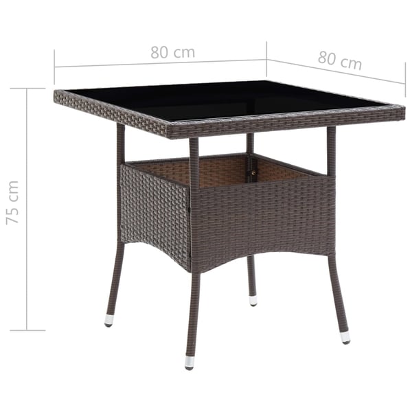 vidaXL Hagespisegruppe 3 deler polyrotting og herdet glass brun