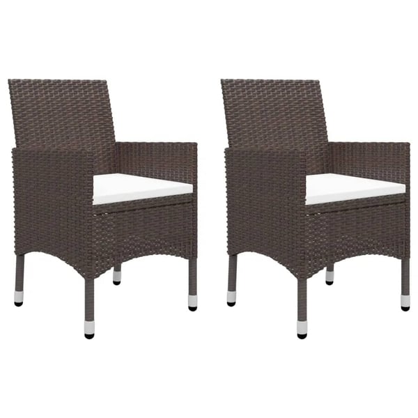 vidaXL Hagebistrosett 3 deler polyrotting og herdet glass brun