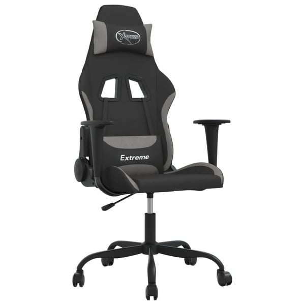 vidaXL Gamingstol med massage svart och ljusgrå tyg