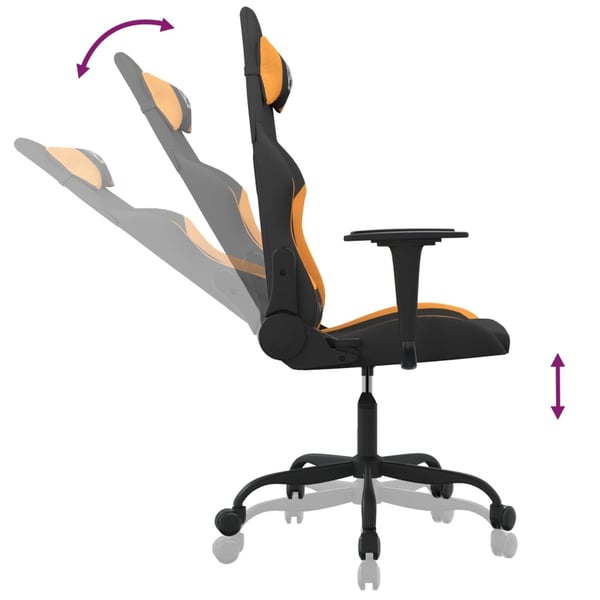 vidaXL gamingstol med massagefunktion stof sort og orange