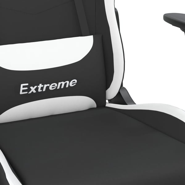 vidaXL gamingstol med massagefunktion stof sort og hvid