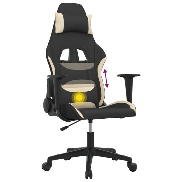 vidaXL Gamingstol med massage svart och gräddvit tyg