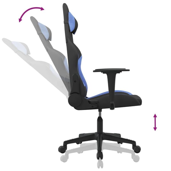 vidaXL Gamingstol med massage svart och blå tyg