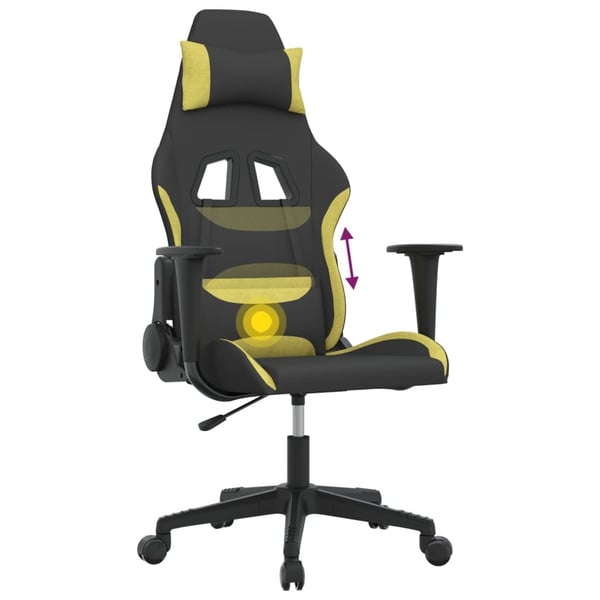 vidaXL gamingstol med massagefunktion stof sort og lysegrøn