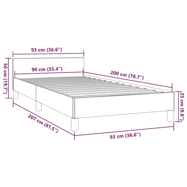vidaXL sengeramme med sengegavl 90x200 cm stof blå