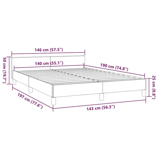 vidaXL sengeramme med sengegavl 140x190 cm stof sort