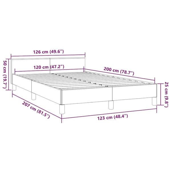 vidaXL Sengeramme med hovedgærde uden madras Blå 120x200 cm Stof