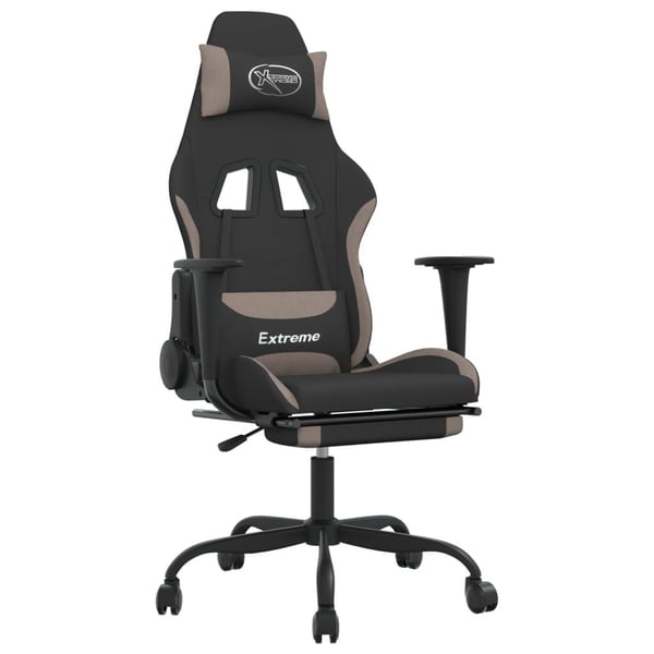 vidaXL gamingstol med massagefunktion + fodstøtte stof sort og gråbrun