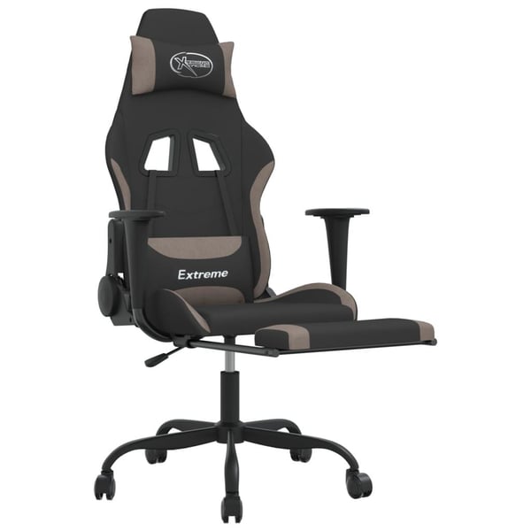 vidaXL gamingstol med massagefunktion + fodstøtte stof sort og gråbrun