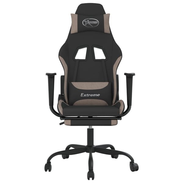 vidaXL gamingstol med massagefunktion + fodstøtte stof sort og gråbrun