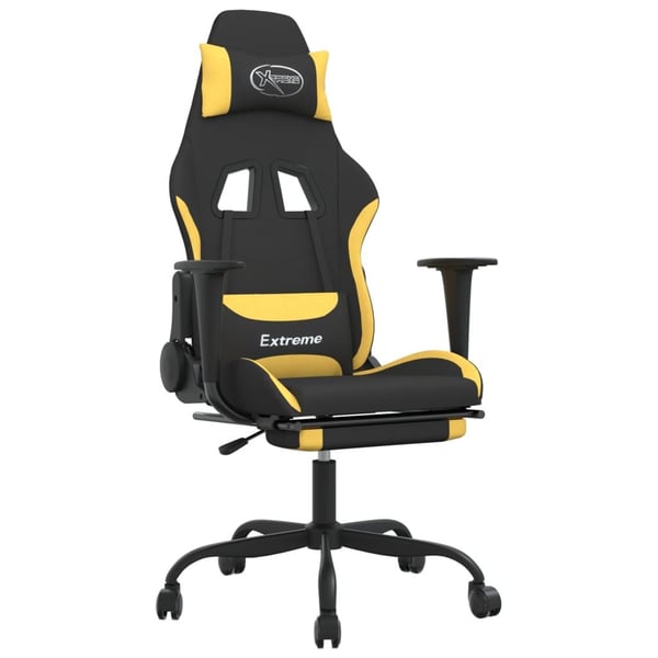 vidaXL Gamingstol med fotstöd och massage svart och gul tyg