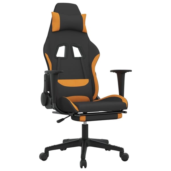 vidaXL gamingstol med massagefunktion + fodstøtte stof sort og orange