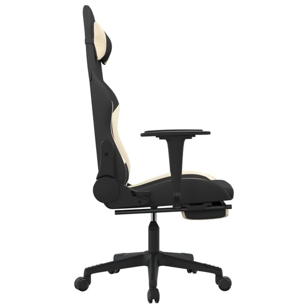 vidaXL Gamingstol med fotstöd och massage svart och gräddvit tyg