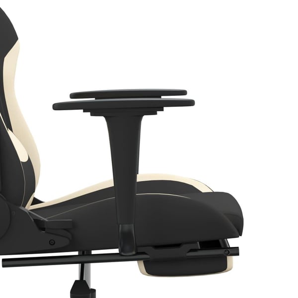 vidaXL Gamingstol med fotstöd och massage svart och gräddvit tyg