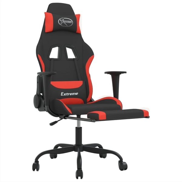 vidaXL gamingstol med massagefunktion + fodstøtte stof sort og rød