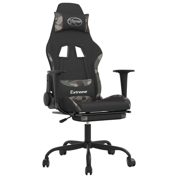 vidaXL gamingstol med massagefunktion + fodstøtte stof sort camouflage