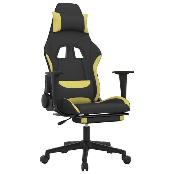 vidaXL Gamingstol med fotstöd och massage svart och ljusgrön tyg
