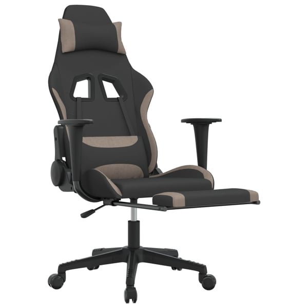 vidaXL gamingstol med massagefunktion + fodstøtte stof sort og gråbrun