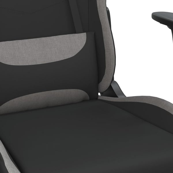 vidaXL gamingstol med massagefunktion + fodstøtte stof sort og lysegrå