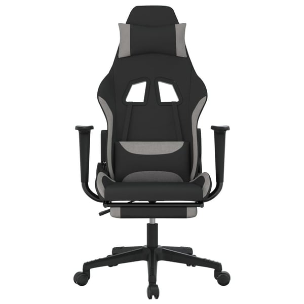 vidaXL gamingstol med massagefunktion + fodstøtte stof sort og lysegrå